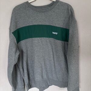 Levi's Gray Crewneck with Green Stripe